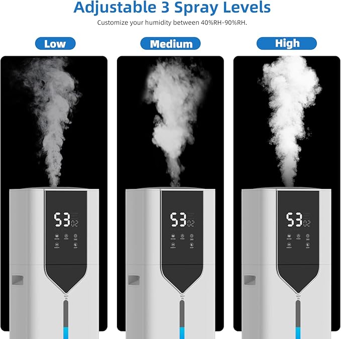 10L/2.6Gal Smart Humidifiers for Bedroom Large Room up to 600ft², 100H Runtime Cool Mist Top Fill, Ultra Quiet 30dB, Auto Control, Essential Oil Tray, Perfect for Bedroom, Office, Baby, White