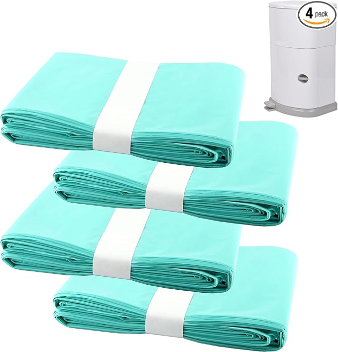 4 Pack Diaper Disposal Refill Liners Compatible with Janibell Akord 330 Series Adult Diaper System, Lightly Scented, Green