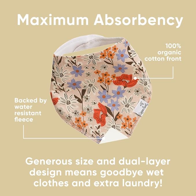 Copper Pearl 4 Pack Soft Cotton Baby Bibs for Drooling and Teething, Absorbent Drool Bibs for Baby Girl and Boy, Adjustable to Fit Newborns to Toddlers, Tons of Styles (Eden)