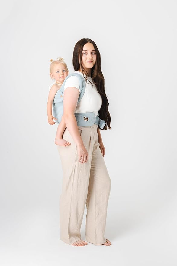 Mabē Monarch Ergonomic Baby Carrier – Premium Cotton Soft Structured Newborn to Toddler Carrier with Hip-Healthy Design, 3 Carry Positions (7-35lbs), Lightweight & Breathable, (Dream Wash Denim)