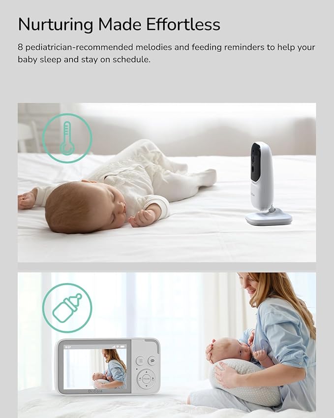 Dr.Care NeoView Video Baby Monitor -3.5” Screen, 2-Way Audio, Video Loop Recording, Night Vision, Real-Time/VOX Monitoring, Temperature Sensor, Lullabies, No Wi-Fi