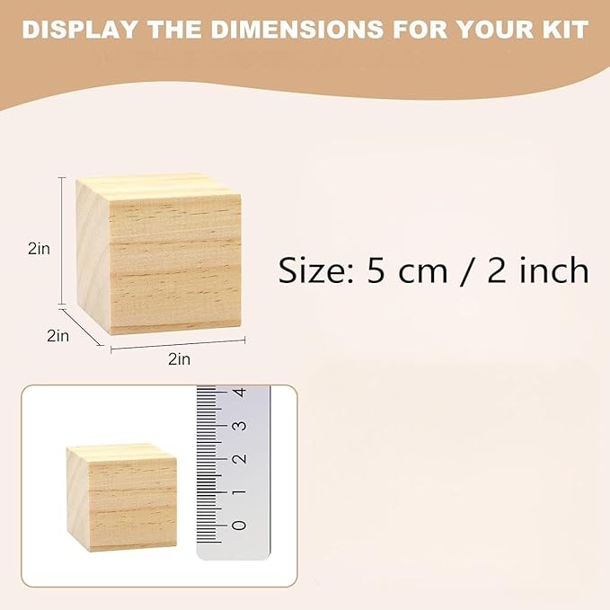30PACK Wooden Blocks for Crafts, Unfinished Wood Cubes Blocks, 2 Inch Natural Wood Square Blocks, Wooden Cubes for Arts and Crafts and DIY Projects