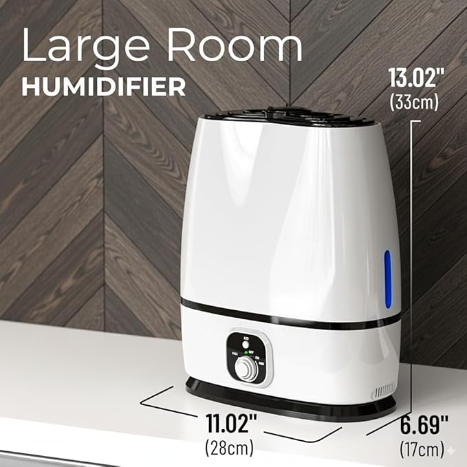 Everlasting Comfort 6L Humidifier Large Room, High Mist Output 50+ HR Runtime Ultrasonic Humidifiers for Bedroom, Easy to Use & Clean for Home, Baby Humidifier, Plants, Congestion, Indoor