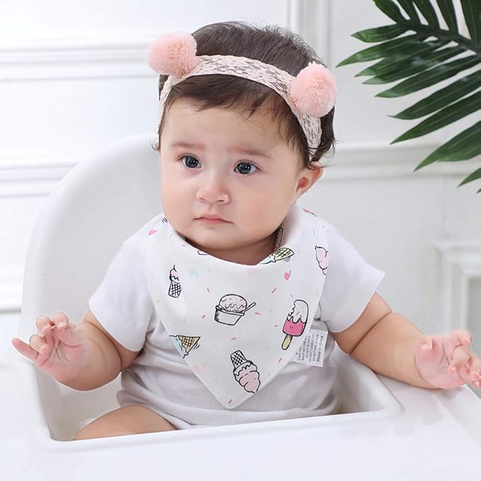 JN&LULU 3 Pack Newborn Baby Bibs Bandana Drool Bibs for Drooling Cotton Baby Gifts