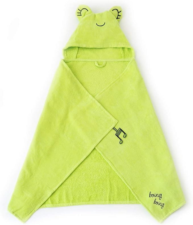 Milk&Moo Baby Hooded Towel, 100% Organic Turkish Cotton, Ultra Absorbent Bath Towel with Hood, 27x47 Inch, for Baby Boys & Girls (0-2 Years, Green)