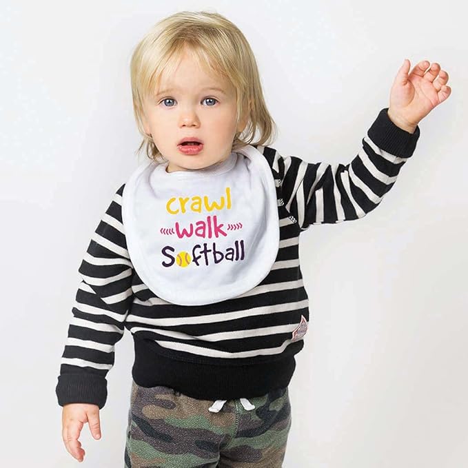 ChalkTalkSPORTS Softball Baby & Infant Bibs | Soft Microfiber Softball Baby Bibs