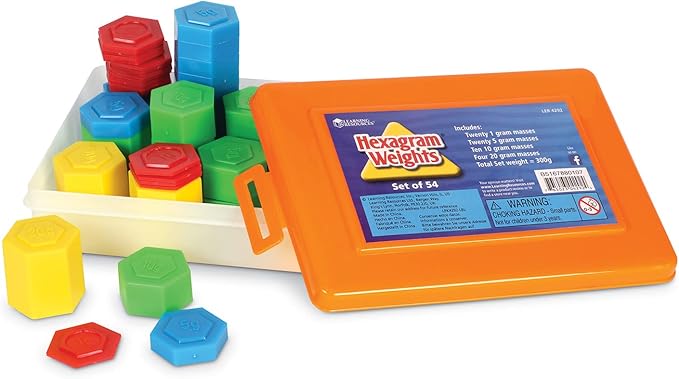 Learning Resources Hexagram Weights - Set of 54 Pieces, Ages 8+ Math Teacher Supplies, Math Learning Tools, Math Games for Kids