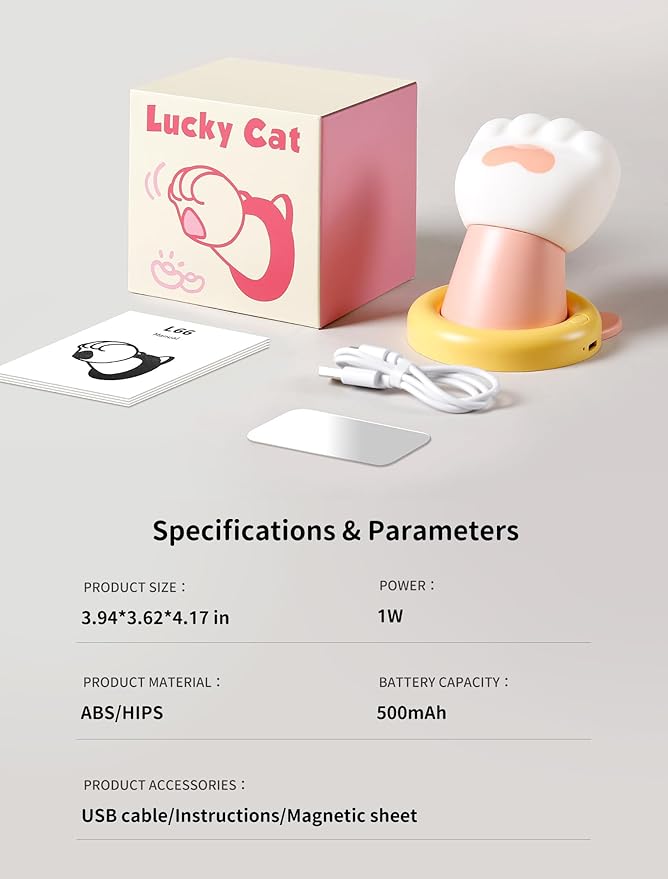 Nursery Night Light for Kids, Magnetic Wall lights, Bedside Touch Lamp, Silicone Rechargeable Nightlight, Cute Dimmable Night Lamps, Gift for Baby Teens Adults, Kitchen Office Room Decor (Cat Claw)