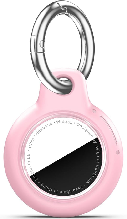 Upgrade Waterproof Airtags Holder with Apple Airtags Keychain, Hard PC Air Tag Case, Anti-Scratch & Shock Air tag Holder,Men's Women's Keyrings & Keychains, for Dog,Car Key,Luggage -Pink