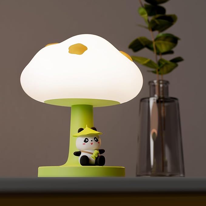 Cloud and Panda Rechargeable Night Light, Safe Soft Silicone Material, 3 Brightness Levels, Tap Control, Warm Light, Toddler Sleeping Lamp, Bedroom Night Lamp, Gift for Baby and Kid (Cloud and Panda)