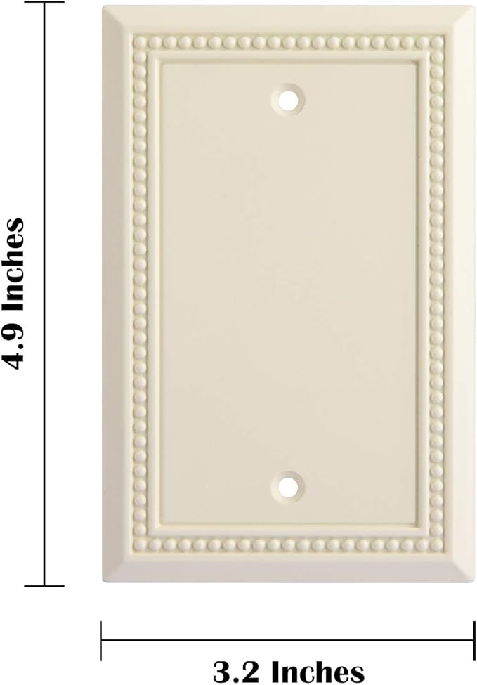 Henne Bery Sunken Pearls Heavy Duty Switch Plate/Wall Plate/Outlet Cover (Single Blank 2PK, Light Almond