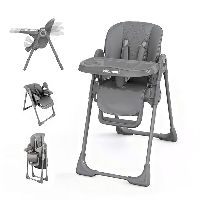 4 in 1 High Chairs for Babies and Toddlers, Foldable Baby High Chairs, Feeding and Eating Seat Highchair with 4 Levels of Recline and 7 Levels of Height Adjustment, Starry Gray
