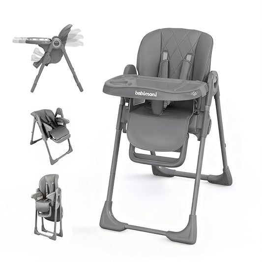 4 in 1 High Chairs for Babies and Toddlers, Foldable Baby High Chairs, Feeding and Eating Seat Highchair with 4 Levels of Recline and 7 Levels of Height Adjustment, Starry Gray