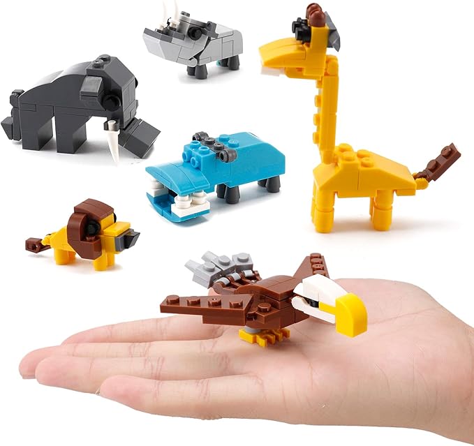 Wild Safari Toys - 12 Surprise Animal Eggs Standard Size Building Blocks STEM Toys - Educational Kids 3D Puzzle Party Favors