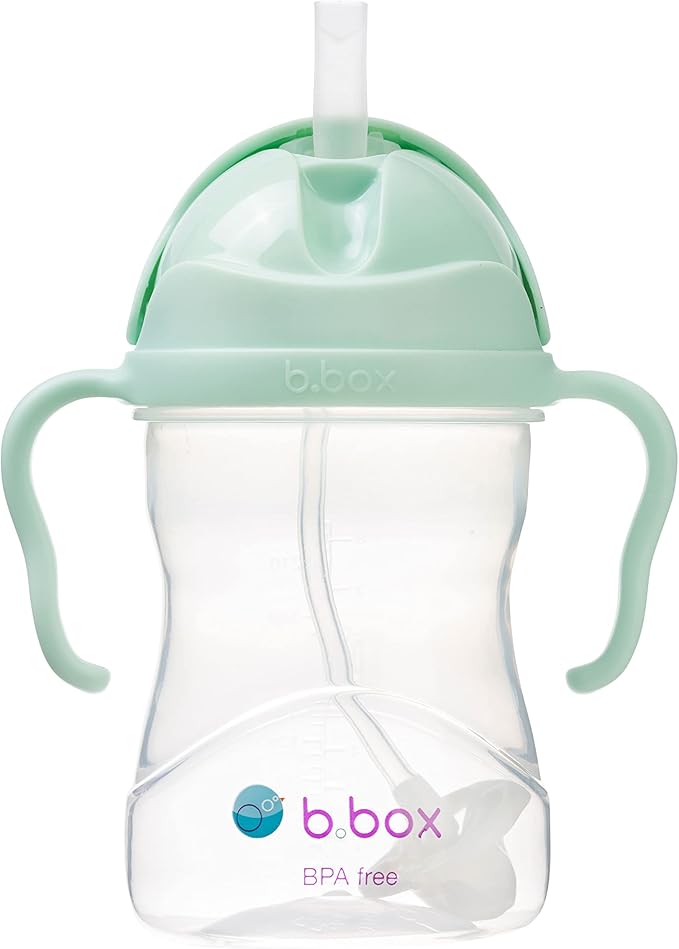 b.box Sippy Cup with Weighted Straw. Drink from any Angle, Leak Proof, Spill Proof, Easy Grip. BPA Free, Dishwasher Safe. For Babies 6m+ to Toddlers (Pistachio, 8oz)