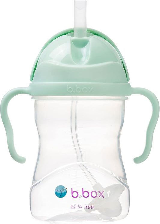b.box Sippy Cup with Weighted Straw. Drink from any Angle, Leak Proof, Spill Proof, Easy Grip. BPA Free, Dishwasher Safe. For Babies 6m+ to Toddlers (Pistachio, 8oz)