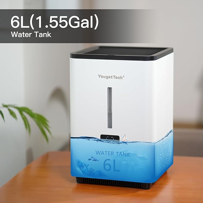 Evaporative Humidifiers for Bedroom Large Room|1.55Gallons|20W evaporative cool mist humidifier|7 Speed | MAX Output 1000 ml/h | Auto Humid | Top Filling