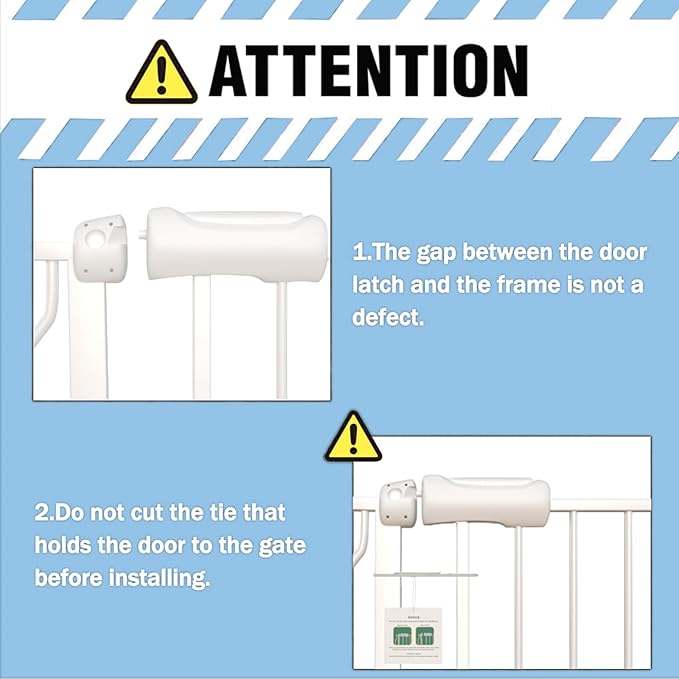 ALLAIBB Extra Wide Pressure Mount Baby Gate Auto Close White Metal Child Dog Pet Safety Gates with Walk Through for Stairs,Doorways,Kitchen and Living Room (76.38-81.10"/194-206cm)