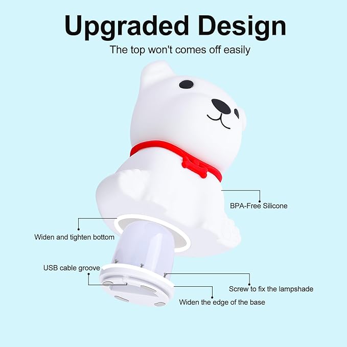 Tremdwoto Dog Night Light for Kids,Cute Colorful Night Light with Remote Baby Girl Squishy Night Lights Lamp Puppy Light Dimmable Nursery Lamp Nightlight Gift for Boys and Girls Kawaii Bedroom Decor