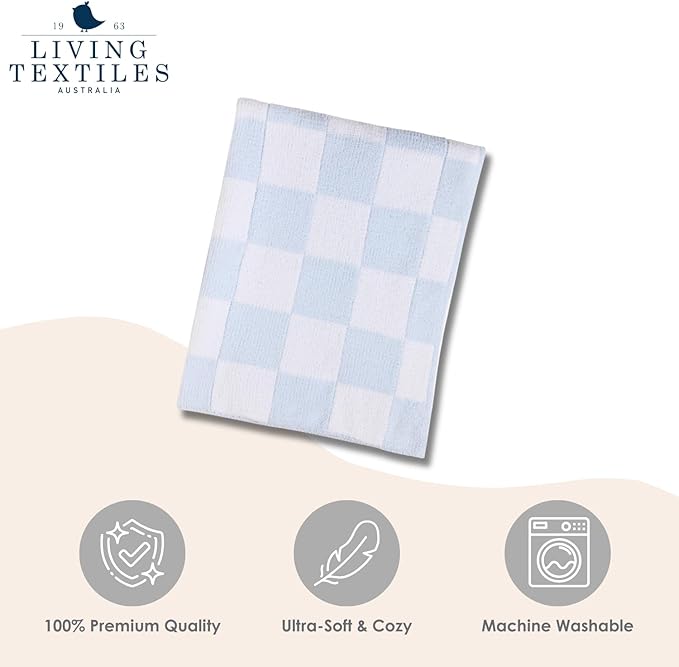 Living Textiles Chenille Knitted Blanket - Blue Check