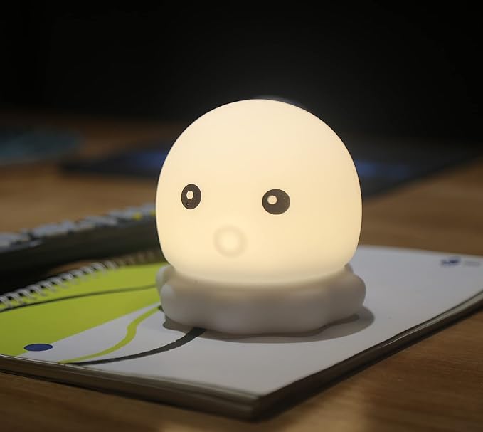 Cute Kids Night Light Night Lamp Night Lights for Kids Bedroom Toddler Baby Portable Silicone Battery Led Nightlight Nursery(Cute Octopus)