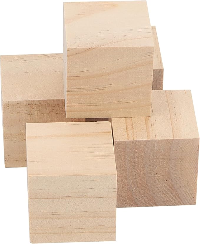 SOUJAP 30 Pack 2 Inch Wood Cubes, 5cm DIY Wooden Blocks, Unfinished Pine Wood Blocks for Craft, Art