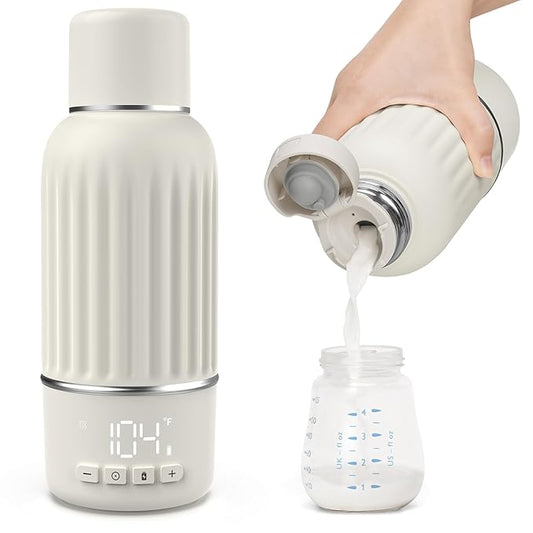 Portable Bottle Warmer for Travel, 2.5 Min Fast Heating for Breast Milk and Formula, Portable Milk Warmer with 10400mAh Long Battery, 17oz Large Capacity, Fast Charging Baby Bottle Warmer