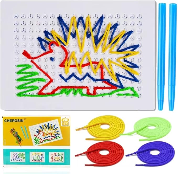 Fine Motor Threading Boards for Kids - Pencil Grasp Fine Motor Toys Sensory Learning Boards for Preschooler, Calm Down Activity Therapy Toys Gifts for 3 4 5 6 Year Old Kids Boys Girls
