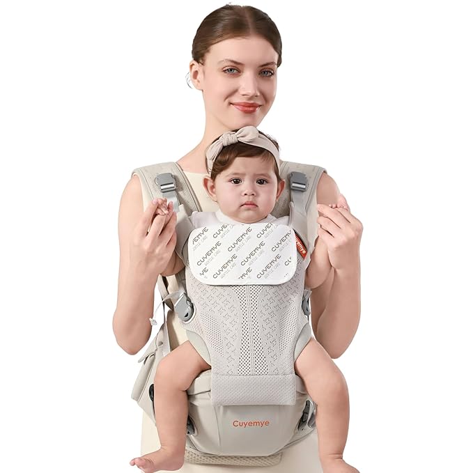 Baby Carrier with Hip Seat, 2-in-1 Forward-Facing Carry for Newborn to Toddler，Knob Design - Precision Adjustment，All Seasons Holder Infant Carriers Fits Waist Sizes up to 45 Inches (Grey)
