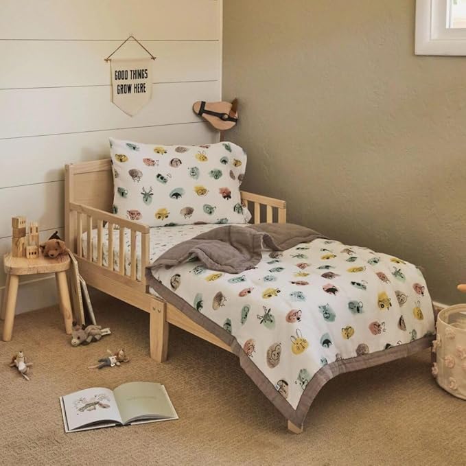 Little Unicorn Lofty Comforter Blanket | Super Soft & Breathable Muslin Fabric| Great for Play & Bedtime Blanket (Watercolor Critters)