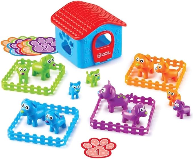 Learning Resources Sort-'Em-Up Pups - 28 Pieces, Ages 3+, Color Sorting and Matching for Toddlers, Fine Motor Skills, Gifts for Boys and Girls