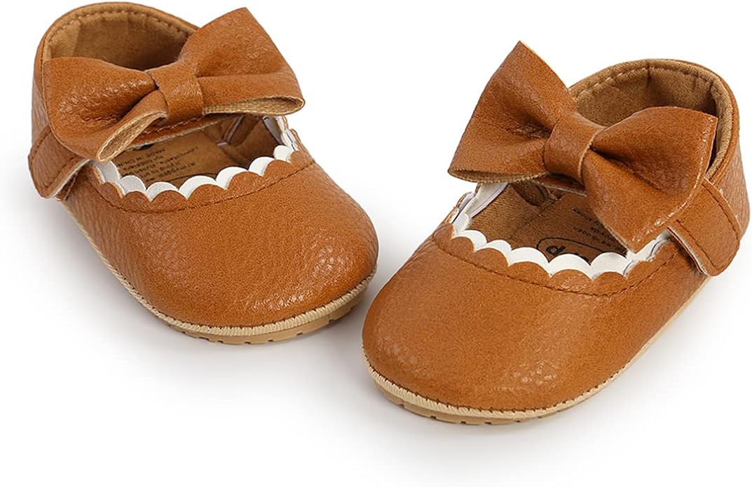 COSANKIM Baby Girls Mary Jane Flats Shoes Anti-Slip Rubber Sole Infant Toddler Princess Wedding Dress Shoes
