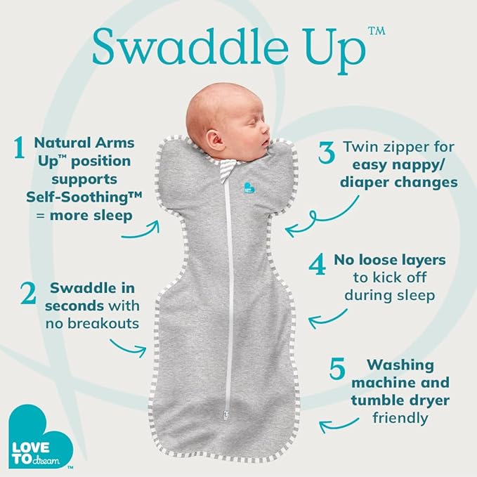 Love to Dream Swaddle UP, Baby Sleep Sack, Self-Soothing Swaddles for Newborns, Snug Fit Helps Calm Startle Reflex, New Born Essentials for Baby, 13-19 lbs, Dusty Blue