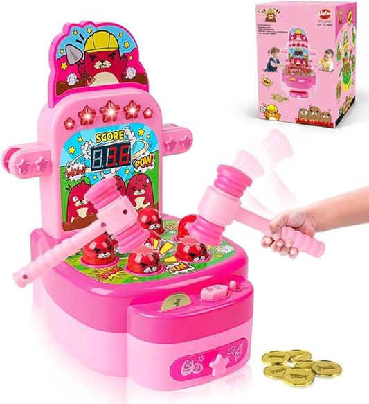 VATOS Hammer Game, Mini Electronic Arcade Game with 2 Hammers, Pounding Toys Toddler Toys for 3 4 5 6 7 8 Years Old Boys Girls, Developmental Toy Interactive Toy