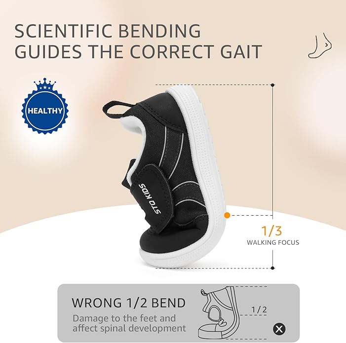 Toddler Wide Toe Box Barefoot Shoes Boys Girls Sneakers Kids Tennis Shoes Preschool Non Slip Lightweight Comfortable First Walking Shoes Running Outdoor Activities