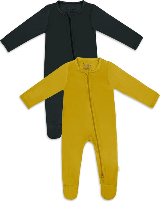 Jimonda Bamboo Baby Pajamas,Unisex Boys Girls One-Piece Footies,Long Sleeve Sleepers 2-Way Zip closure Romper