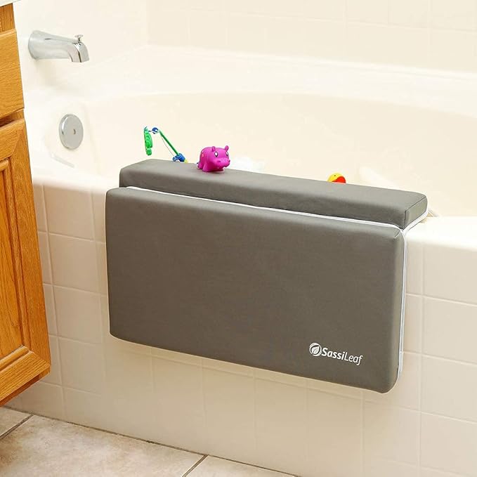 Bath Kneeler & Elbow Rest–Thick, Non-slip 1-Piece Pads Protect Elbows & Knees, Mesh Pockets for Storage. Quick-Dry, Easy to Clean, Durable. Perfect for Bathing Babys, Toddlers, & Pets (Smokey Gray)