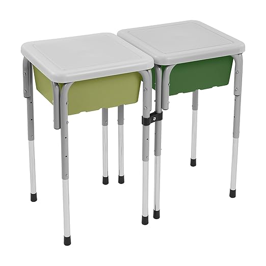 ECR4Kids 2-Station Sand and Water Adjustable Play Table, Sensory Bins, Fern Green/Hunter Green