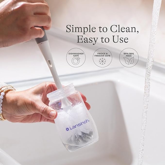 Lansinoh Anti-Colic Baby Bottles for Breastfeeding Babies, 8 Ounces, 4 Count, Includes 4 Medium Flow Nipples, Size M