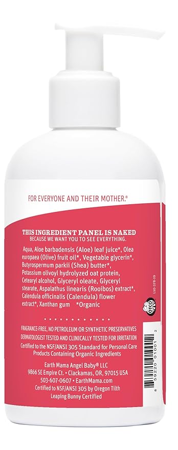 Earth Mama Simply Non-Scents Baby Lotion for Dry Skin, Calendula Cream, Skin Care for Kids, Organic Moisturizer, Unscented Lotion with Aloe, Rooibos, & Shea Butter, 8-Fl oz (2-Pk)