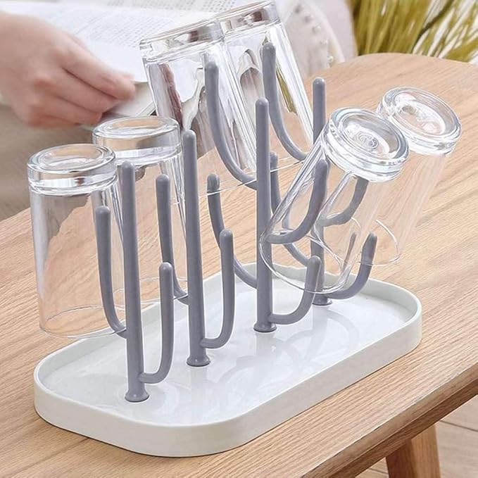 Baby Essentials,Bottle Drying Rack,Baby Bottle Drying Rack,Drying Rack for Kitchen Counter,Detachable Bottle Dryer Holder with Base.for Nipples,Cups,Pump Parts and Accessories(Gray)