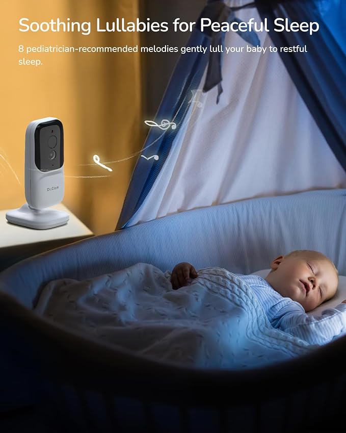 Dr.Care NeoView Baby Monitor No WiFi with Belt Clip Design - 2.8” Screen, 2-Way Audio, Video Loop Recording, Night Vision, Real-Time/VOX Monitoring, Temperature Sensor, Lullabies