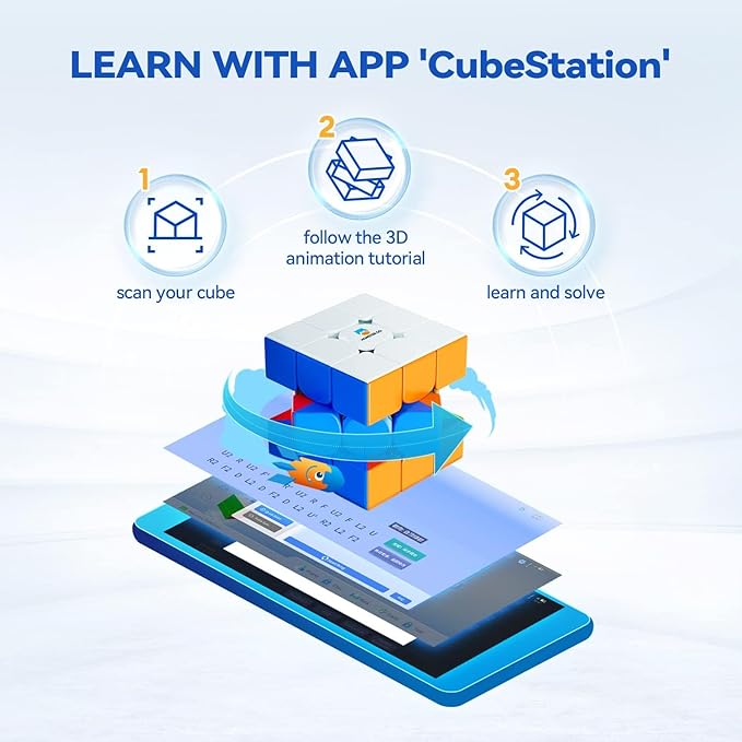 Monster Go Magnetic 3x3 Speed Cube, 48 Magnets Magic Cube Stickerless Puzzle Toy 3D for Kids Beginners Practices Educational MG EDU 56mm