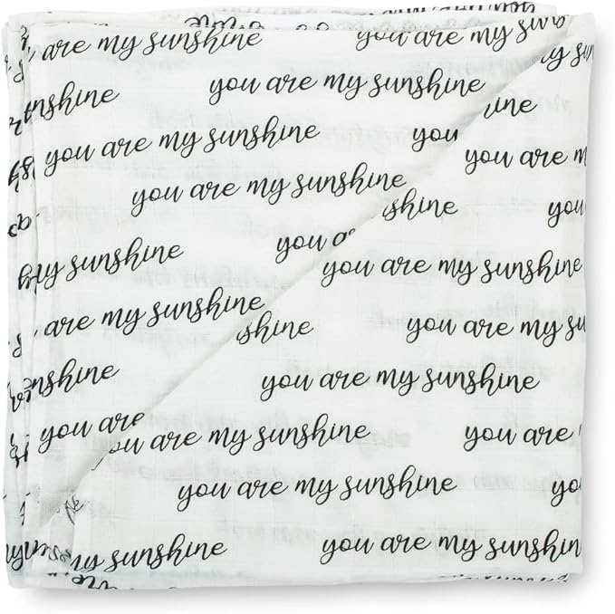 LollyBanks Baby Swaddle Blanket, 100% Cotton Muslin Blankets for Boys and Girls, 47 x 47 Inches Soft and Breathable Baby Blanket, Gentle Newborn Swaddle Wrap, Registry (You are My Sunshine Print)