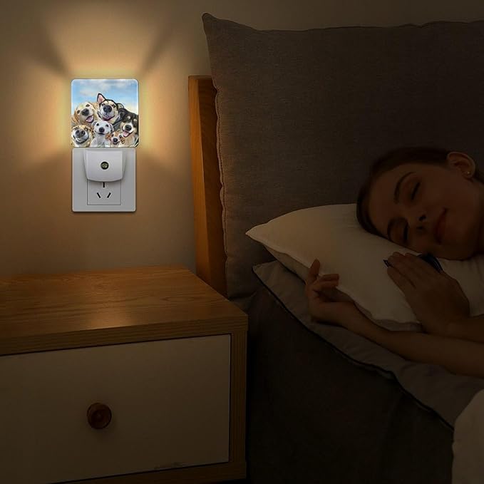Cute Dog Night Light, Plug into Wall Decor Nightlights for Bedroom, Bathroom, Hallway, Kitchen, with Dusk to Dawn Light Auto Sensors LED Night Lights for Boys Girls Women Men Room Gifts