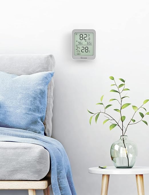 Govee Indoor Hygrometer Thermometer 3 Pack, Bluetooth Humidity Temperature Gauge with Large LCD Display, Notification Alert with Max Min Records, 2 Years Data Storage Export, Grey