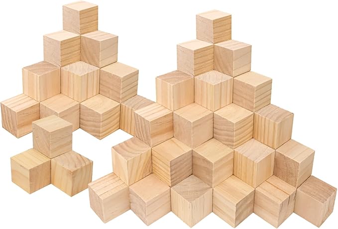80 PCS Premium 2 Inch Wooden Cubes, Natural Pine Wood Cubes for Crafts, Wood Blocks Ready for Artistic DIY Projects-Unleash Creativity with Blank Wood Blocks
