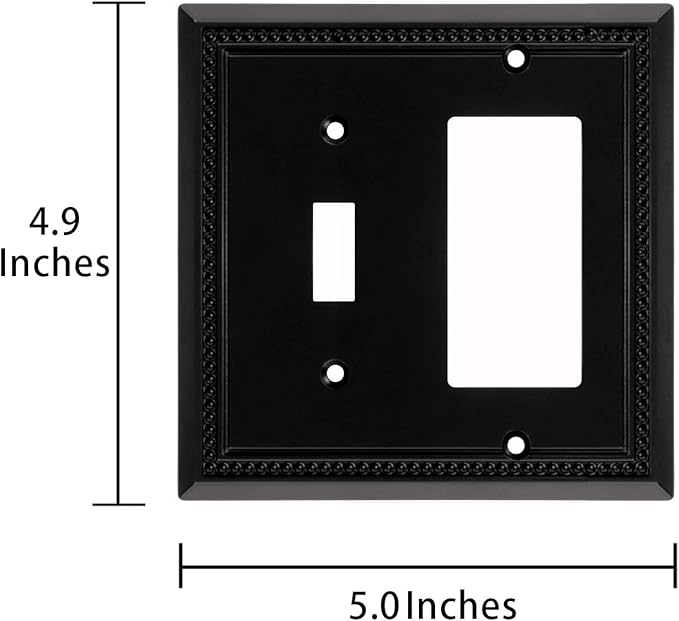 Henne Bery Sunken Pearls Heavy Duty Decorative Wall Plate Switch Plate Outlet Cover (Toggle/Decorator, Matte Black)