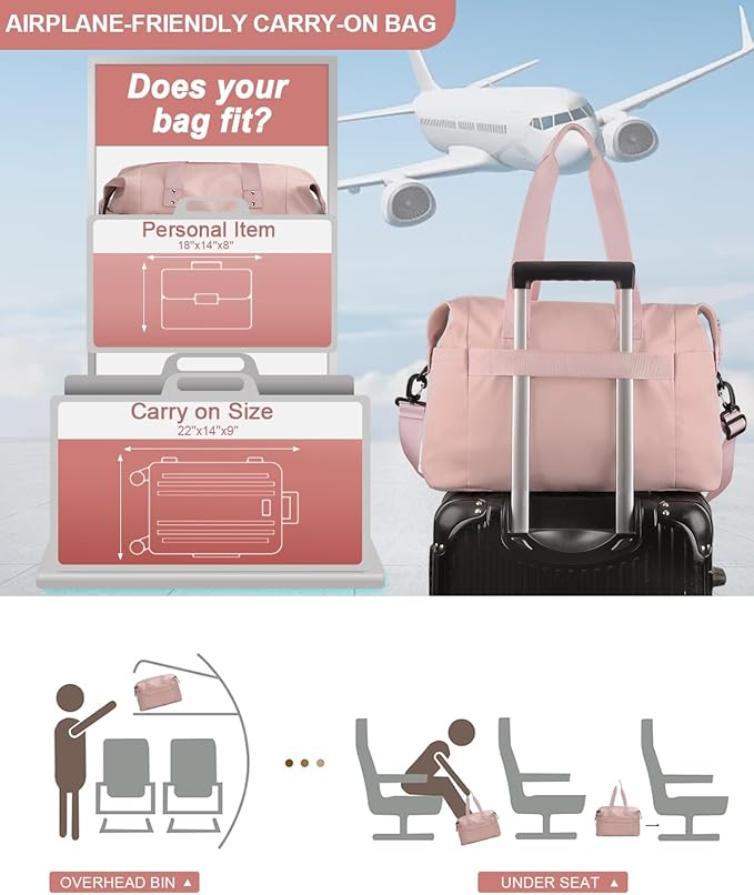 Travel Duffle Bag, Waterproof Weekender Overnight Hospital Bags for Women Men with Toiletry Bag Lightweight Carry on Personal Item Duffle Gym Bag for Travel, Airplanes, Sports