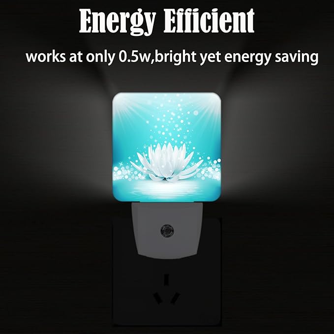 Sparkle Blue Zen Lotus Flower Night Light,Plug Into Wall Decor for Stairway,Hallway,Kitchen,Dusk to Dawn Sensor Nightlights for Boys/Girls/Women/Men Room Gifts